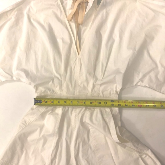 Lee Mathews 0 Dress White Cotton Long Sleeve Open Back Pockets Long Excellent - Picture 7 of 12